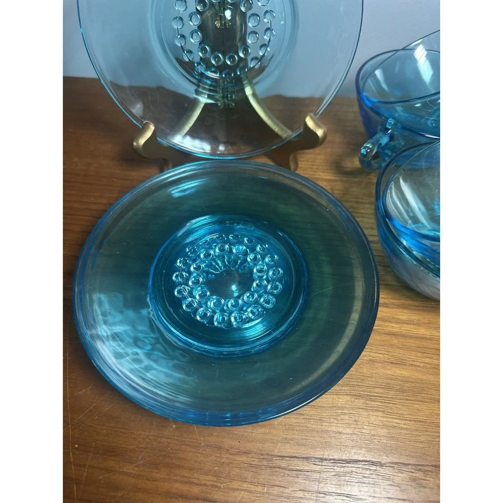 Hazel‎ Atlas Capri Hobnail Salad Plate Blue 6